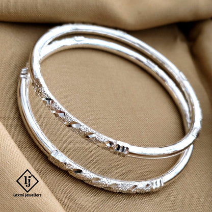 925 Sterling Silver Traditional Textured Bangles for Women – Elegant and Durable Design