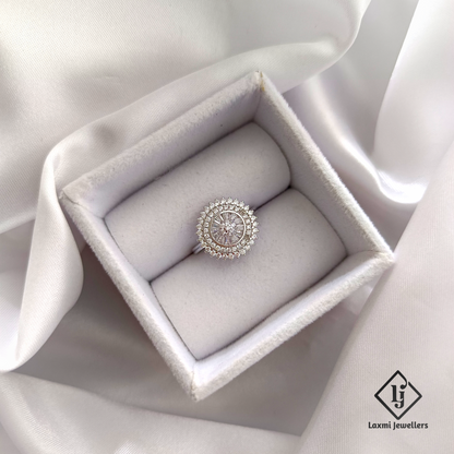 Elegant Round Cluster Diamond Ring for Women – Designer Cocktail Ring by Laxmi Jewellers