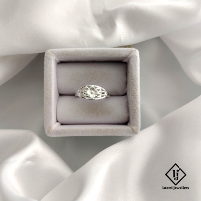 Elegant Floral Sterling Silver Ring - Intricate Flower Design | Laxmi Jewellers