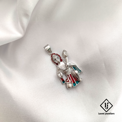 925 Sterling Silver Hanuman Pendant – Enamel Finish | Devotional Jewelry by Laxmi Jewellers
