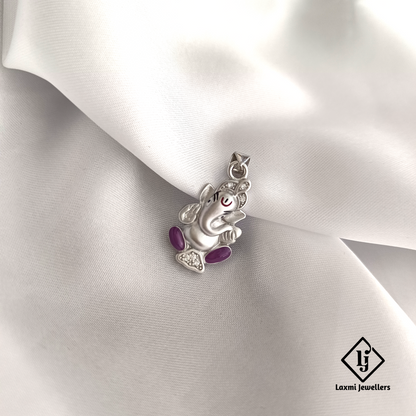 925 Silver Ganesh Pendant with Purple Enamel | Laxmi Jewellers