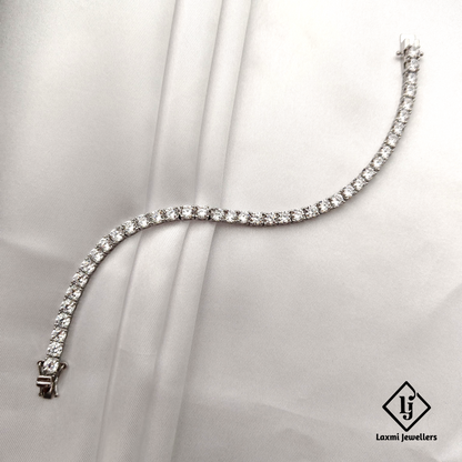 Exquisite Silver Tennis Bracelet with Sparkling CZ Stones – Laxmi Jewellers