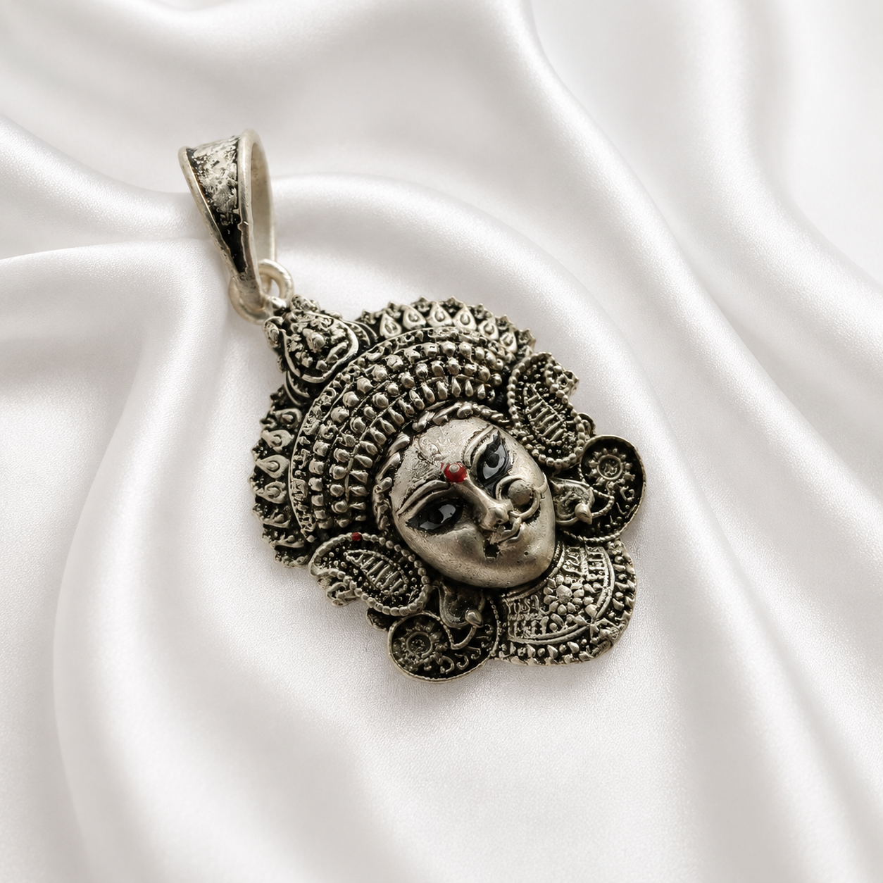Mataji Face Silver Pendant | Divine Goddess Pendant for Women & Men | Designer Mata Pendant