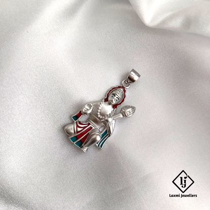 925 Sterling Silver Hanuman Pendant – Enamel Finish | Devotional Jewelry by Laxmi Jewellers