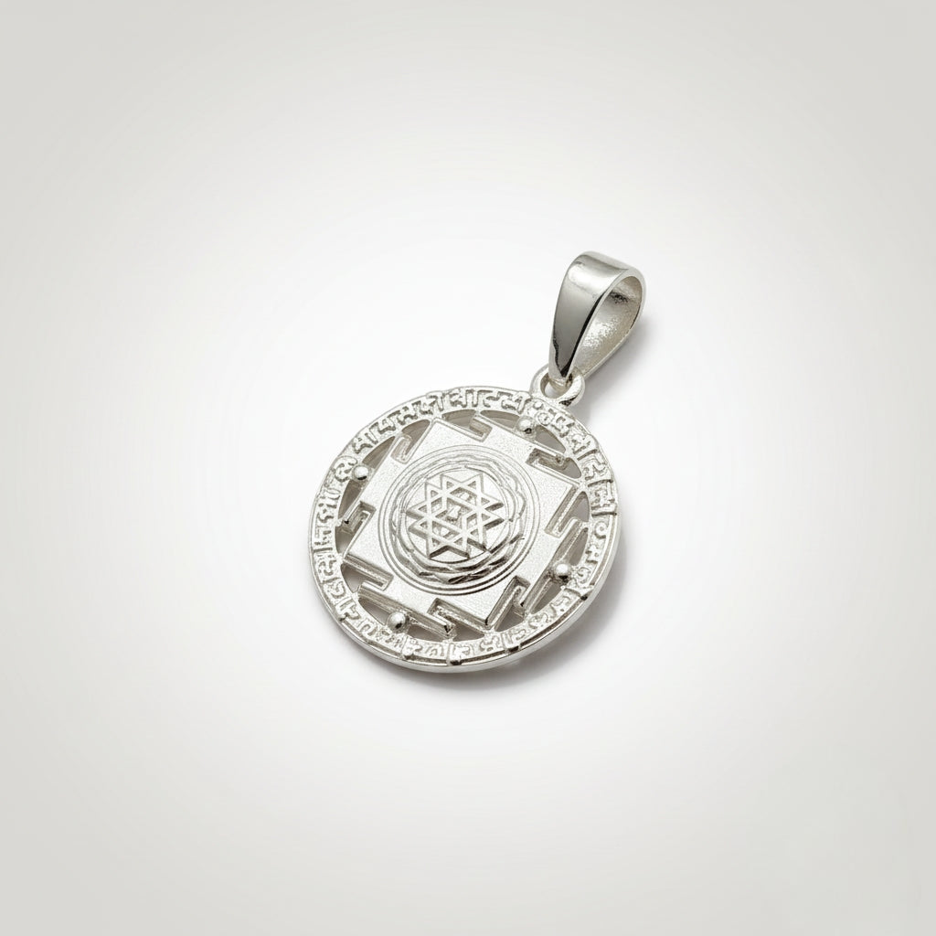 925 Silver Shree Yantra Pendant for Wealth, Prosperity & Protection