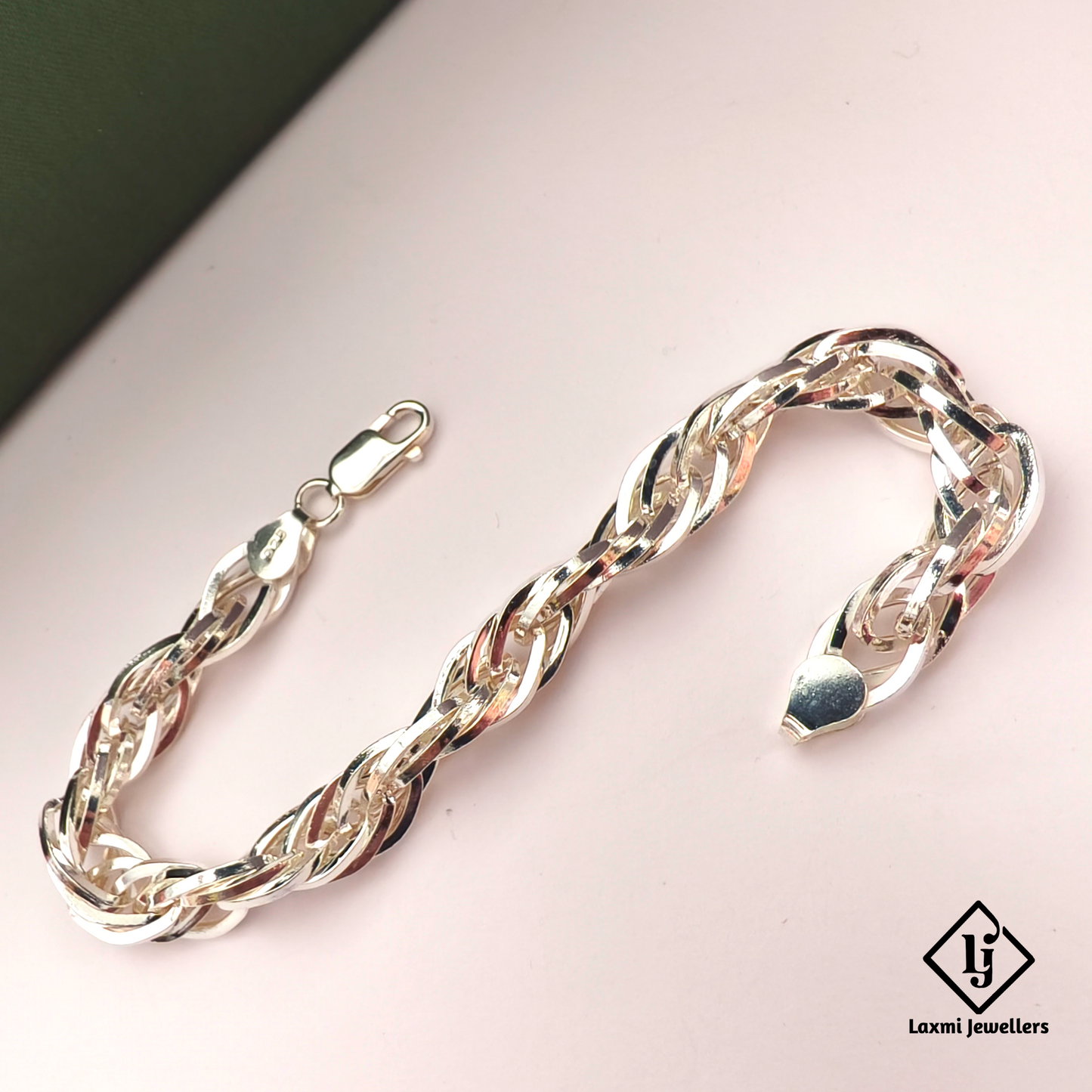 925 Sterling Silver Twisted Chain Bracelet for Men | Rope Style Designer Gents Bracelet