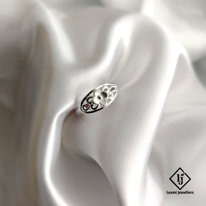 Elegant Floral Sterling Silver Ring - Intricate Flower Design | Laxmi Jewellers