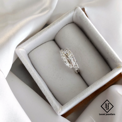 925 Silver Double Layer Zircon Ring for Women | Elegant Statement Band