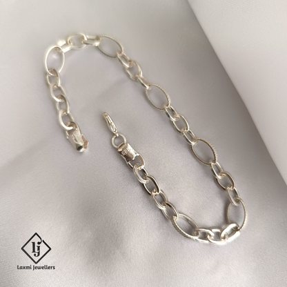 Men’s Sterling Silver Link Chain Bracelet – Bold Oval Design | Laxmi Jewellers
