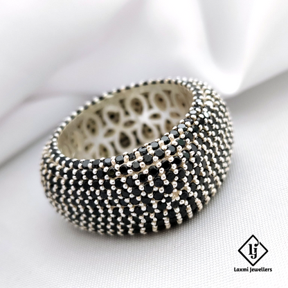 925 Silver Black Stone Cocktail Ring for Women – Designer Statement Jewelry