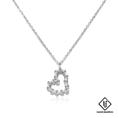 925 Sterling Silver Heart Shape Diamond Pendant Necklace for Women | CZ Stone Stylish Love Necklace