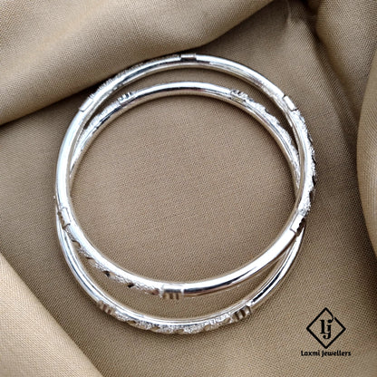 925 Sterling Silver Traditional Textured Bangles for Women – Elegant and Durable Design