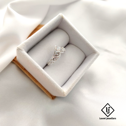 Elegant 925 Sterling Silver Filigree Ring with Sparkling Cubic Zirconia – Vintage-Inspired Design