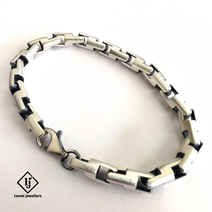 925 Sterling Silver Black Designer Bracelet for Men | Stylish Gents Silver Bracelet