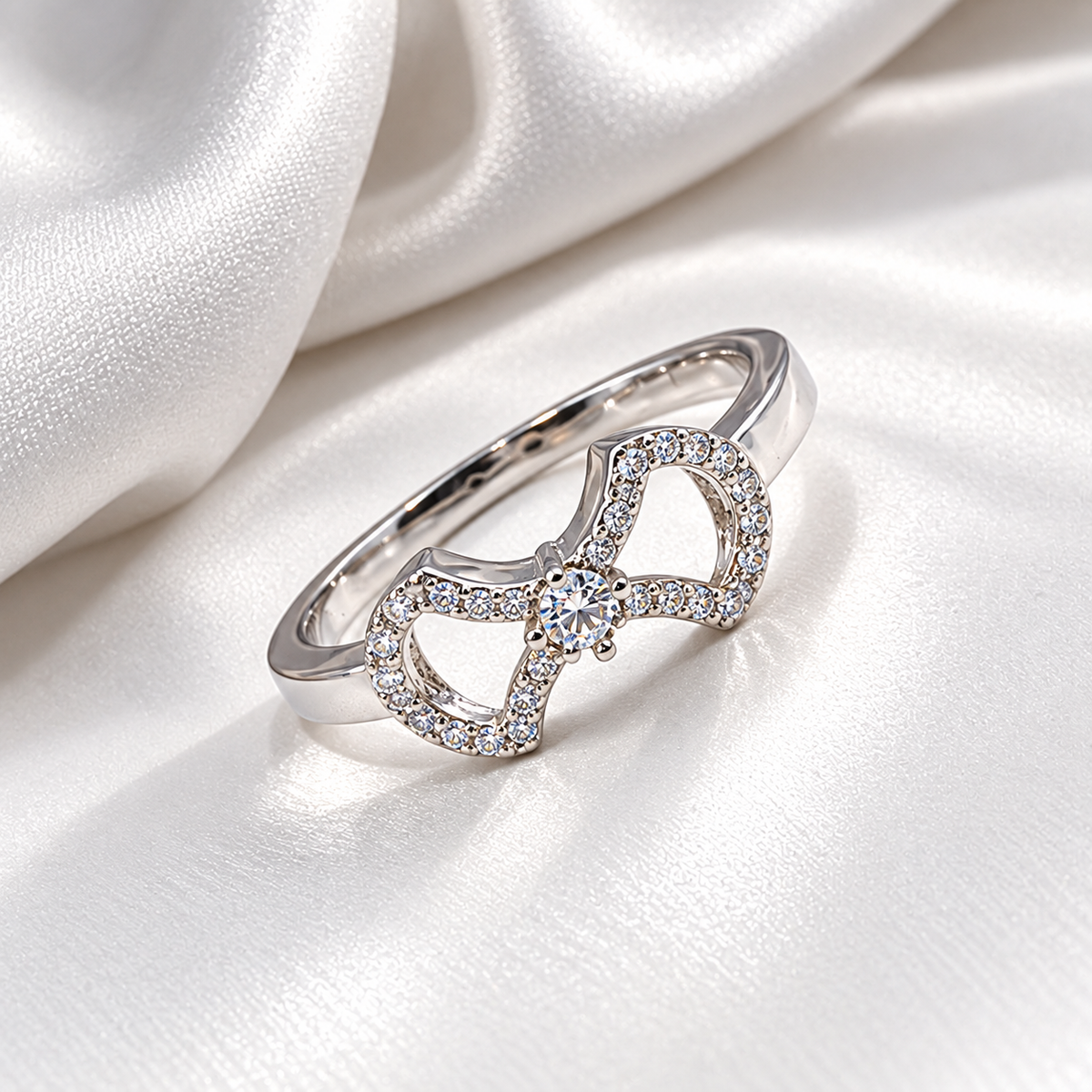 925 Sterling Silver Heart Ring for Women | Elegant Stone Studded Ladies Ring – Laxmi Jewellers