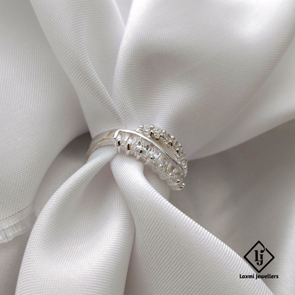 925 Silver Double Layer Zircon Ring for Women | Elegant Statement Band