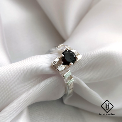 925 Silver Designer Black Stone Ring for women – Stylish & Unique Statement Jewelry