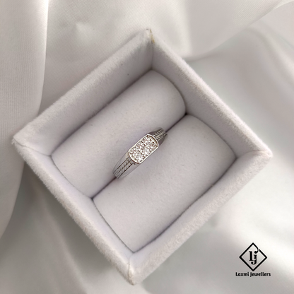 925 Silver Rectangle CZ Stone Ring for Men – Elegant Designer Band