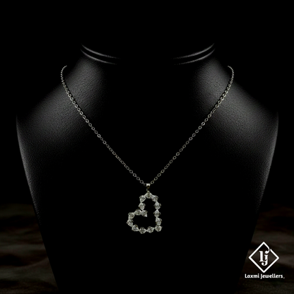 925 Sterling Silver Heart Shape Diamond Pendant Necklace for Women | CZ Stone Stylish Love Necklace