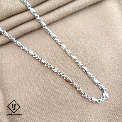 925 Sterling Silver Stylish Heart Link Chain for Men & Women – Laxmi Jewellers
