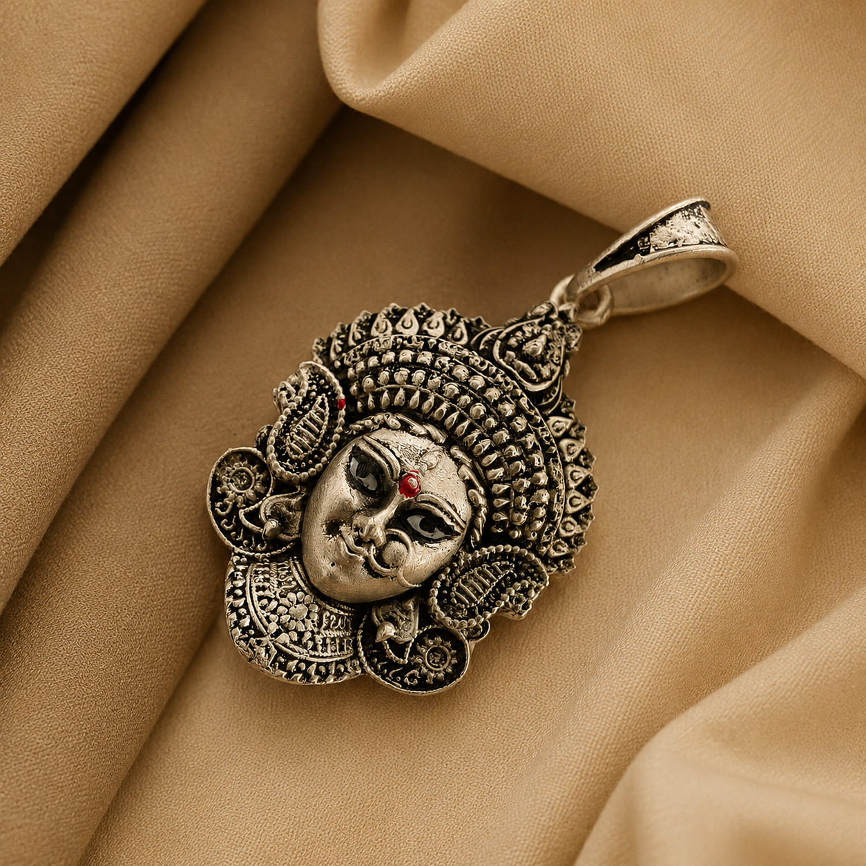 Mataji Face Silver Pendant | Divine Goddess Pendant for Women & Men | Designer Mata Pendant