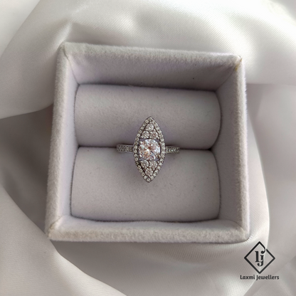 925 Sterling Silver Marquise Cut CZ Ring for Women – Elegant Engagement Style