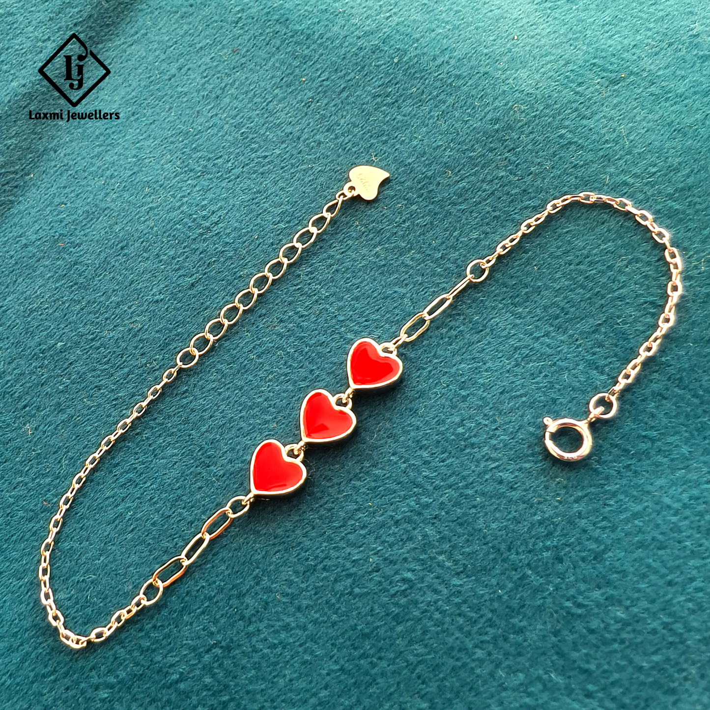 925 Sterling Silver Red Heart Bracelet for Women | Adjustable Ladies Silver Bracelet