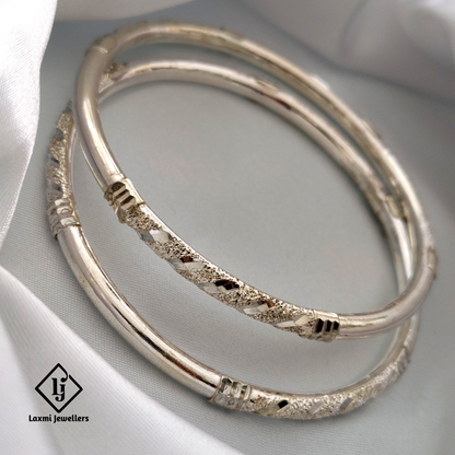 925 Sterling Silver Traditional Textured Bangles for Women – Elegant and Durable Design