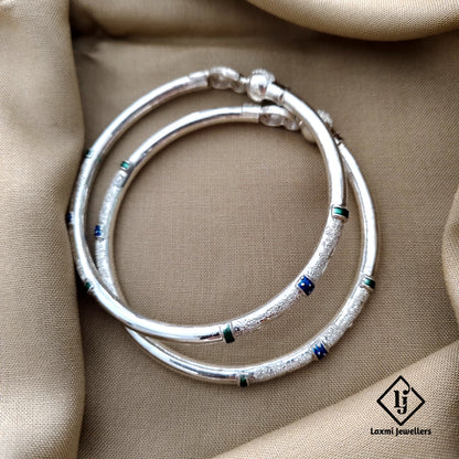 Silver Peacock Kada Bangles – 925 Sterling Silver, Ethnic Design, Handcrafted for Women and Girls