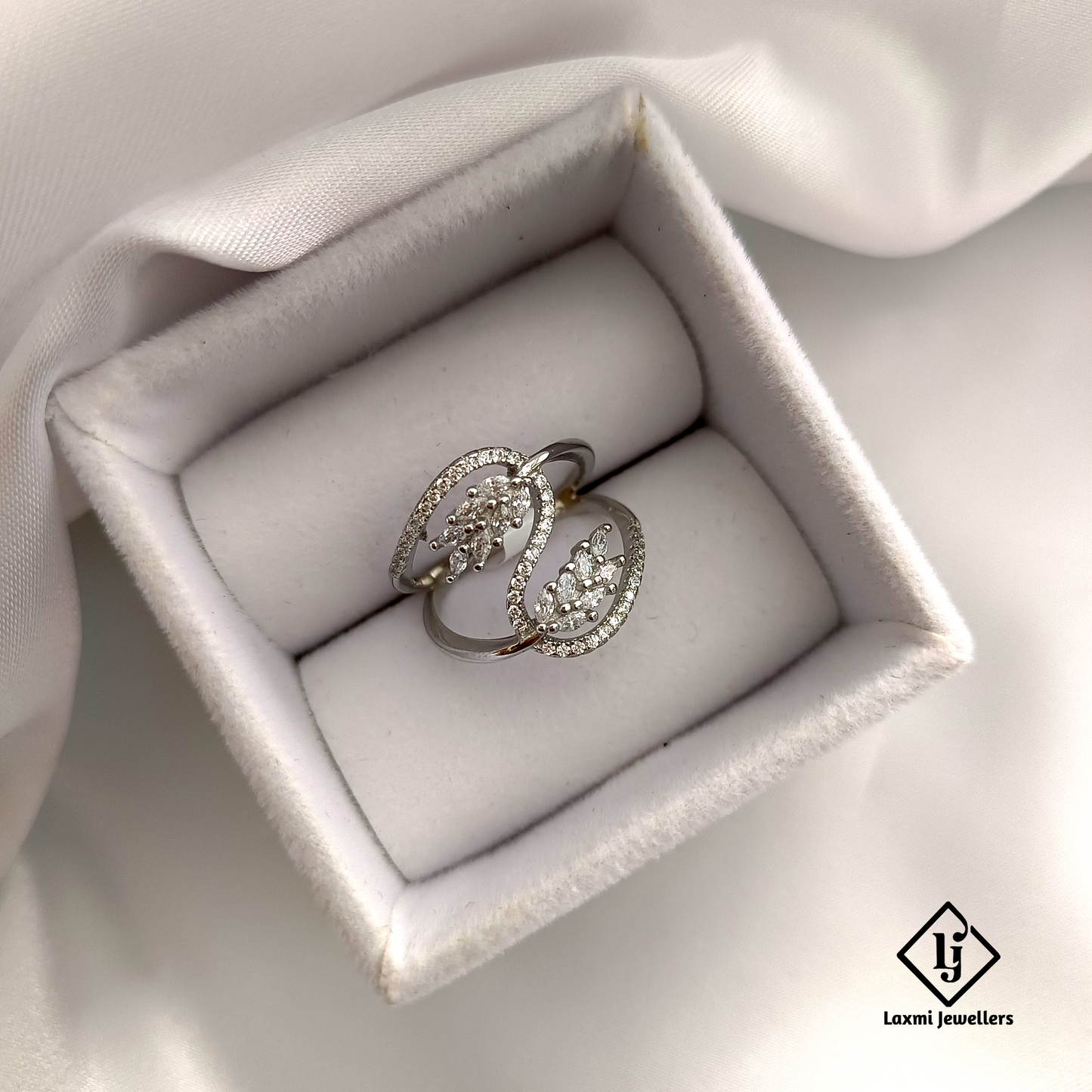 925 Silver  Leaf Design CZ Diamond Ring for Women