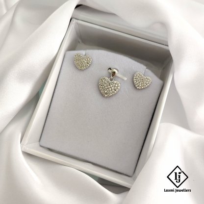925 Silver Heart Pendant Set for Women | CZ Stone Studded Love Design | Laxmi Jewellers