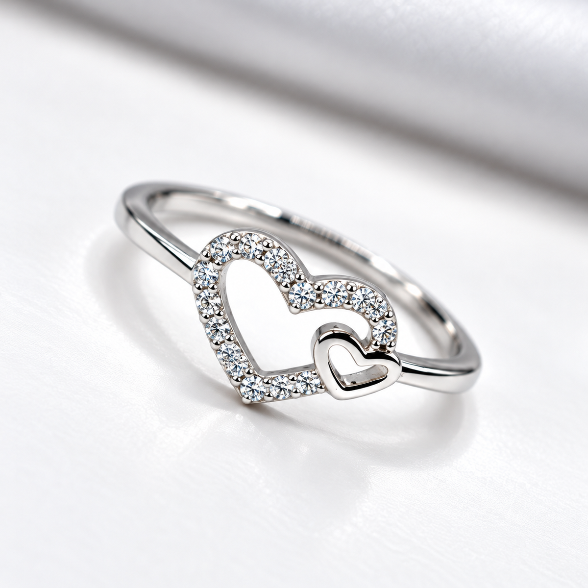 925 Sterling Silver Heart Ring for Women | Sparkling Heart Ring for Ladies – Laxmi Jewellers