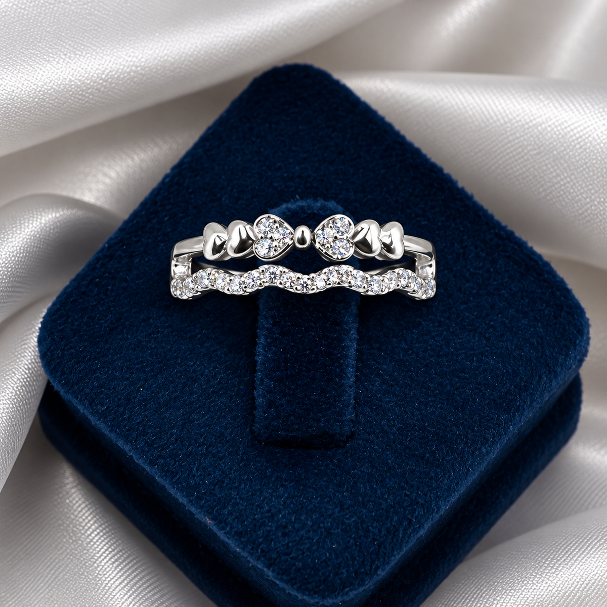 925 Sterling Silver Heart Ring for Women | Elegant Heart & CZ Stone Studded Ring – Laxmi Jewellers