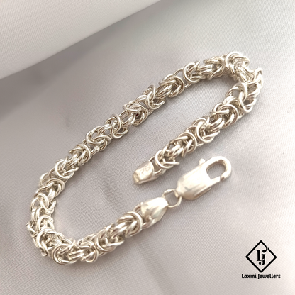 925 Sterling Silver Byzantine Chain Bracelet for Men – Heavy & Stylish | Laxmi Jewellers