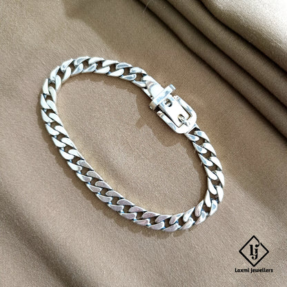 925 Sterling Silver Belt Buckle Chain Bracelet for Men – Cuban Link Design