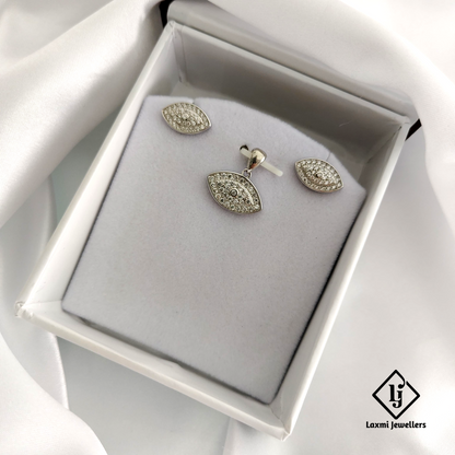 925 Sterling Silver Marquise CZ Pendant Set for Women – Elegant Daily Wear Jewelry