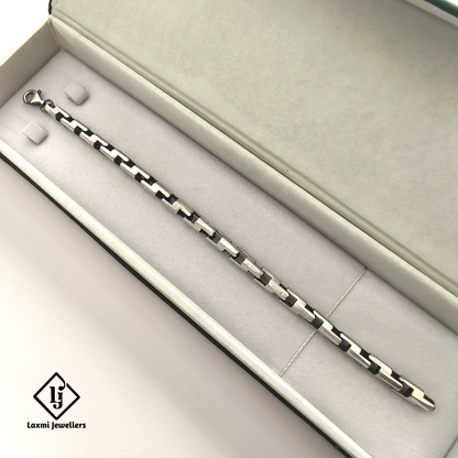 925 Sterling Silver Black Designer Bracelet for Men | Stylish Gents Silver Bracelet