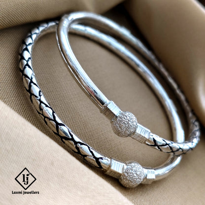 Traditional 925 Sterling Silver Oxidized Pattern Bangles – Unique Handcrafted Design