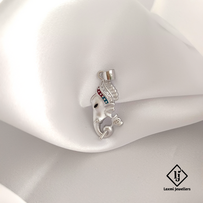 925 Sterling Silver Ganesh Head Pendant – Elegant Lord Ganesha Design with Enamel Accents