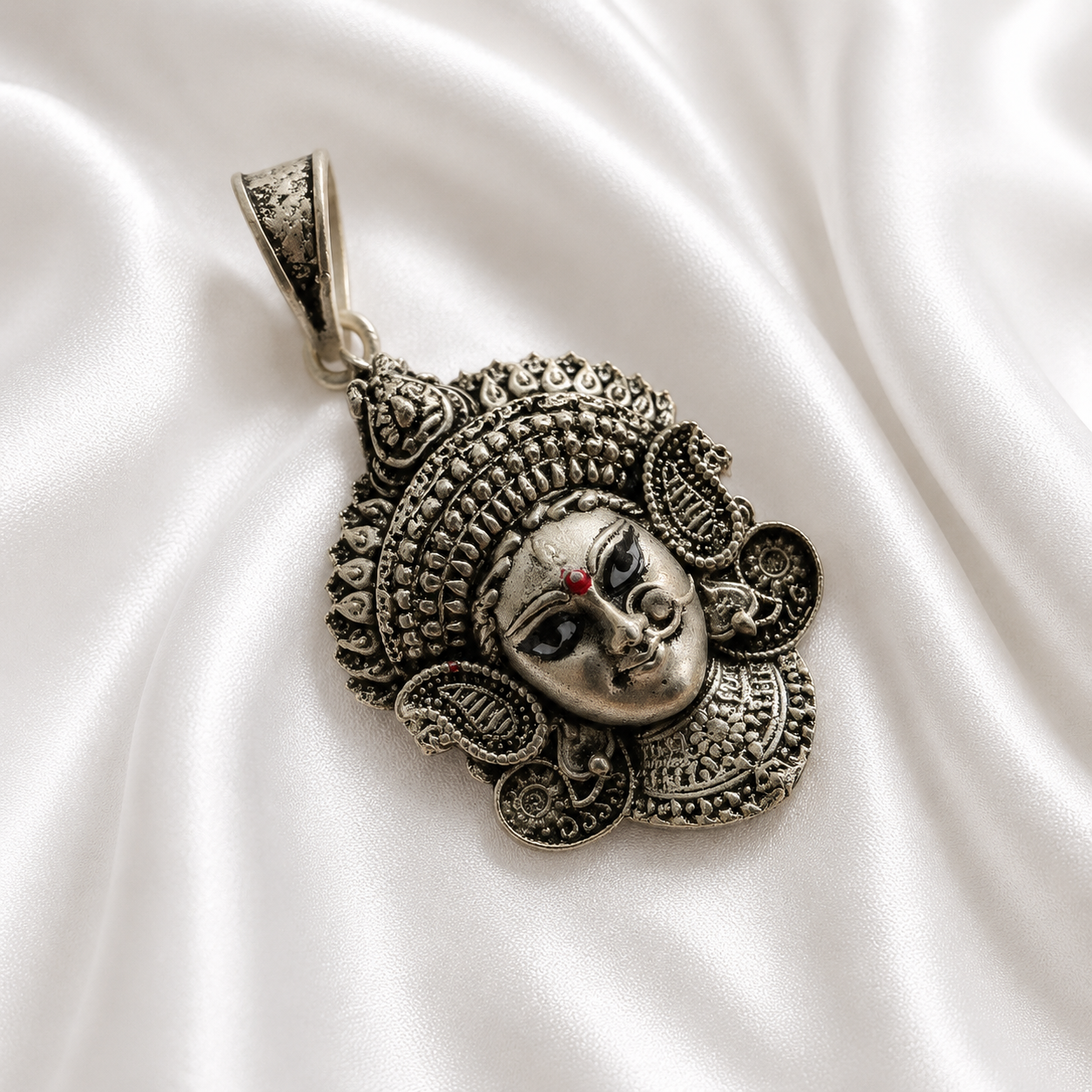 Mataji Face Silver Pendant | Divine Goddess Pendant for Women & Men | Designer Mata Pendant