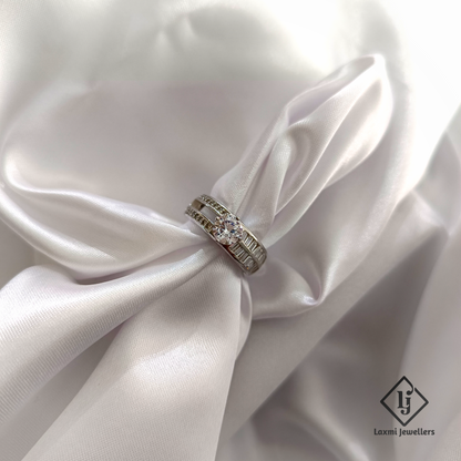 Elegant Round Solitaire Diamond Ring with Baguette Accents – Laxmi Jewellers