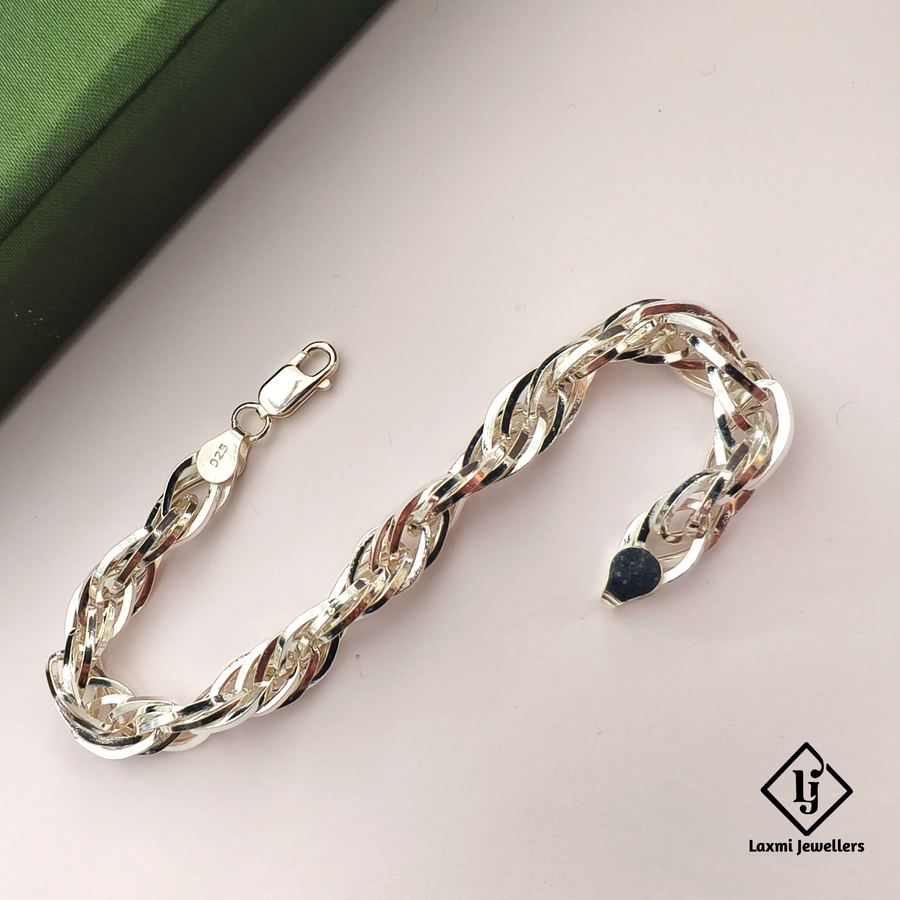 925 Sterling Silver Twisted Chain Bracelet for Men | Rope Style Designer Gents Bracelet