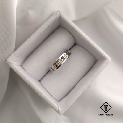Men's Silver CZ Band Ring | Modern Geometric Design | Laxmi Jewellers