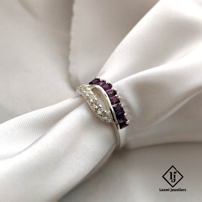 925 Sterling Silver Amethyst and CZ Stone Ring – Elegant Birthstone Jewelry