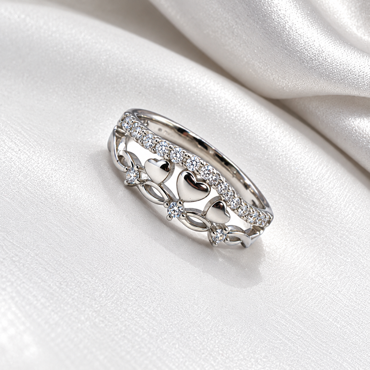 925 Sterling Silver Heart Ring for Women | Elegant Heart & Stone Studded Ladies Ring – Laxmi Jewellers