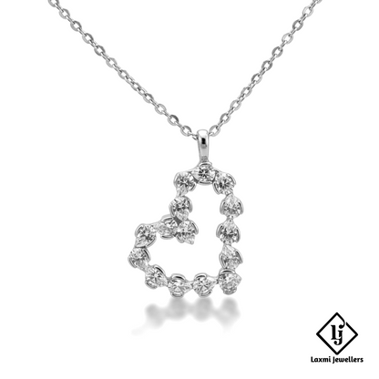 925 Sterling Silver Heart Shape Diamond Pendant Necklace for Women | CZ Stone Stylish Love Necklace
