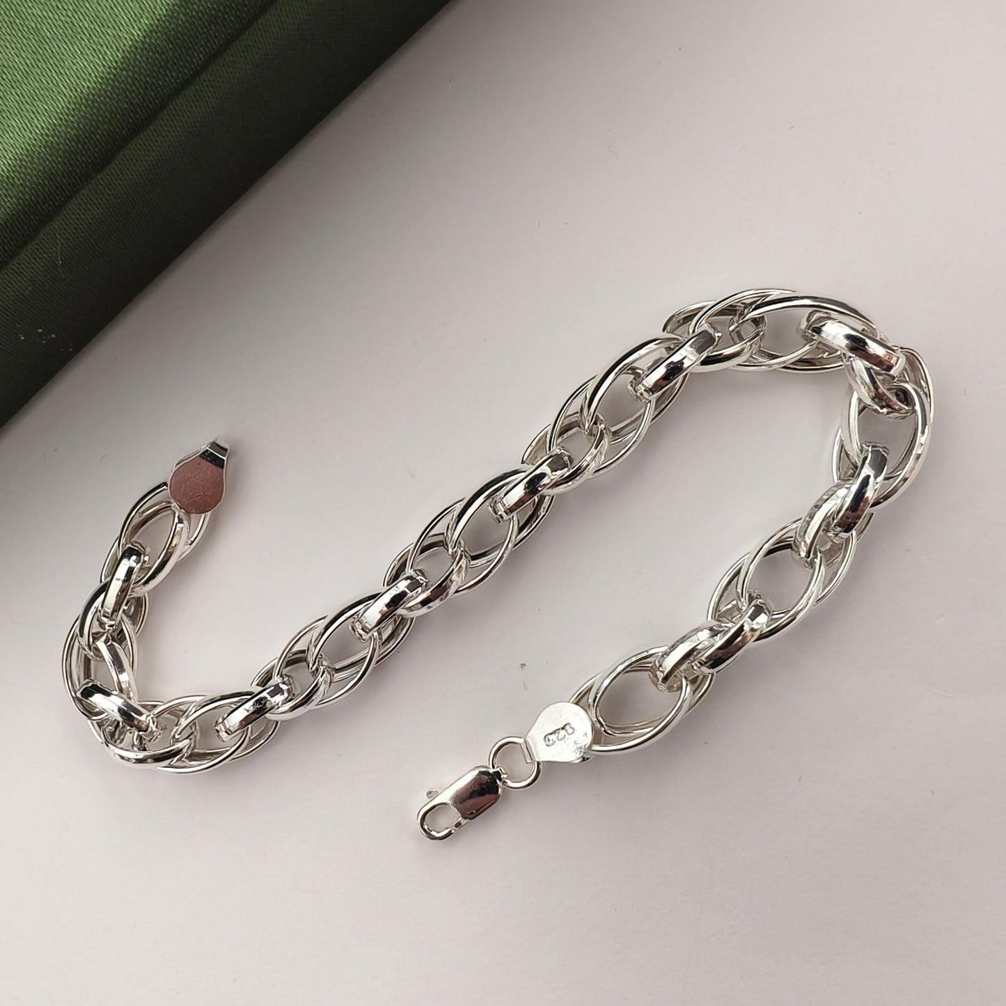 925 Sterling Silver Oval Link Bracelet for Men | Heavy Chain Stylish Gents Bracelet