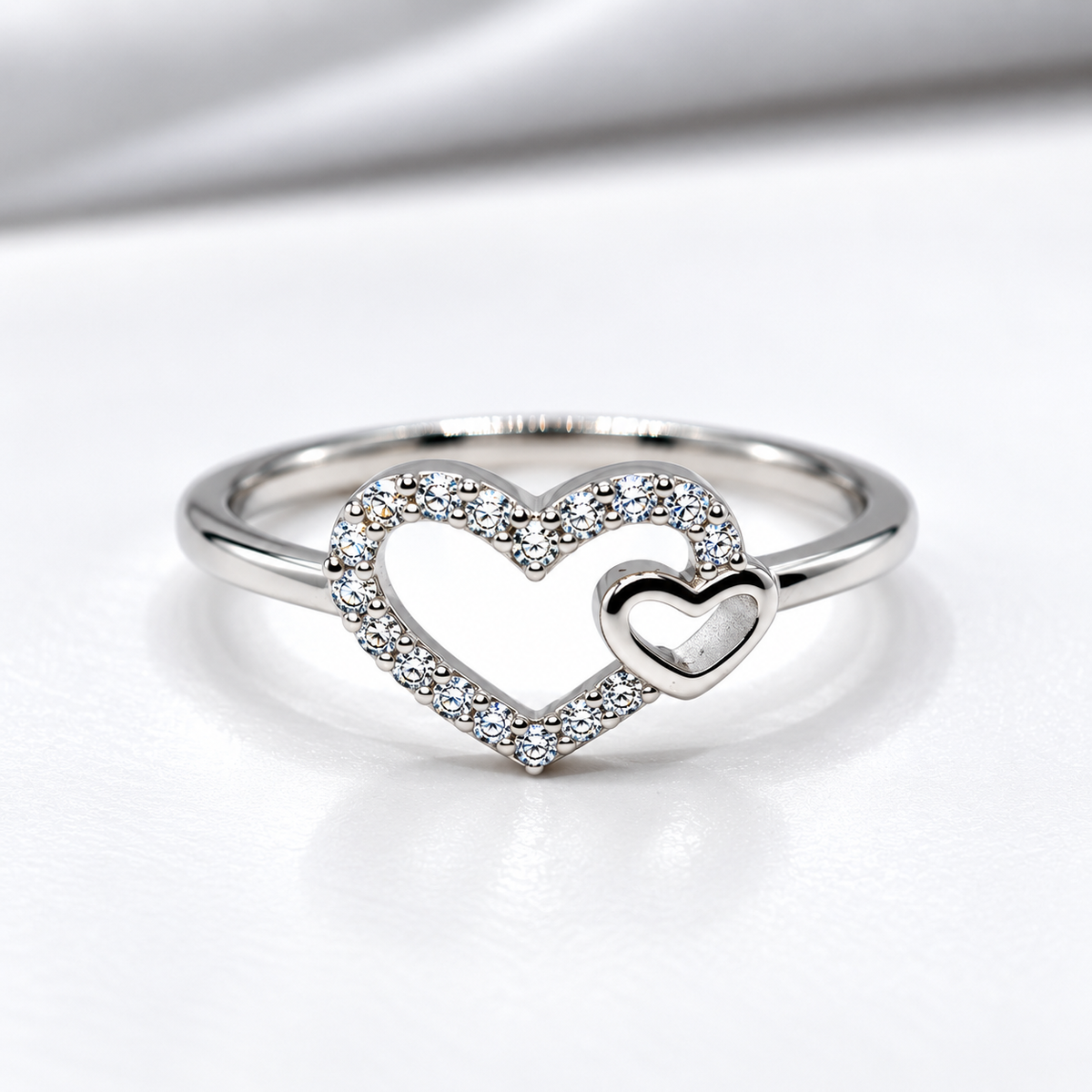 925 Sterling Silver Heart Ring for Women | Sparkling Heart Ring for Ladies – Laxmi Jewellers