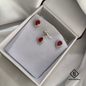 925 Silver Teardrop Red Stone Pendant & Earrings Set – Elegant & Stylish Jewelry