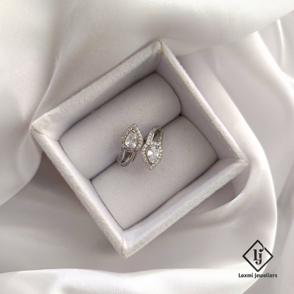 Elegant Teardrop CZ Open Ring in Sterling Silver – Laxmi Jewellers